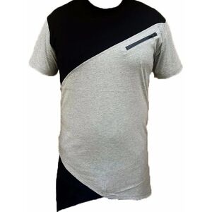 Bleecker Mercer T shirt Men M Gray Black Casual‎ Colorblock Retro Asymmetrical